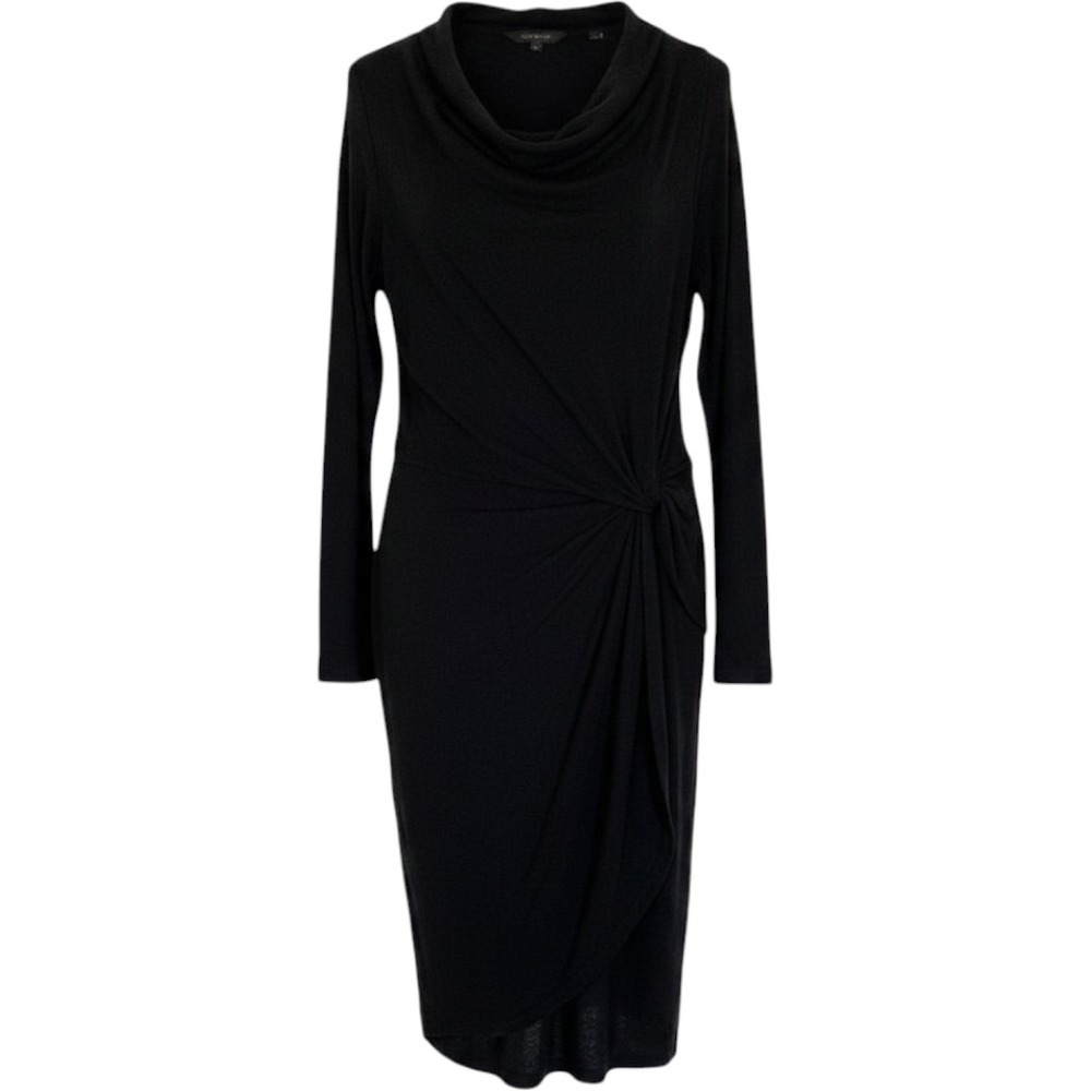 Ted Baker Neyda Faux Wrap Dress Womens 10 Black Draped Jersey